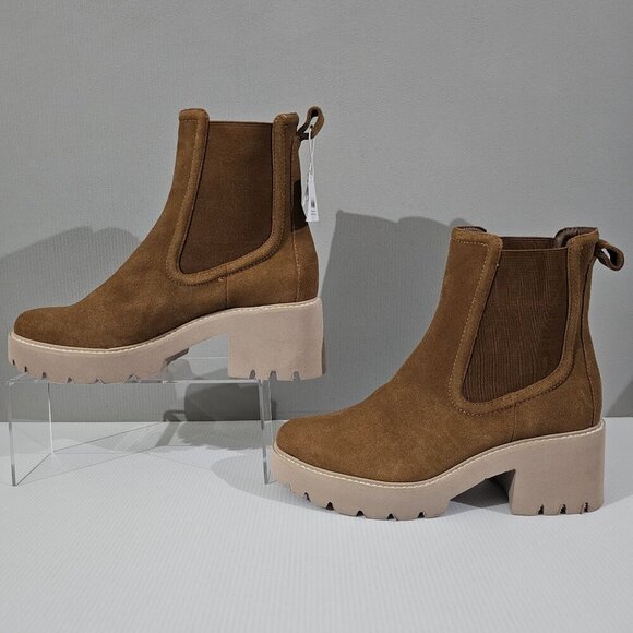 NEW Dolce Vita Hawk H20 Ankle Bootie Womens 10 Brown Suede Chelsea Waterproof - Picture 2 of 14